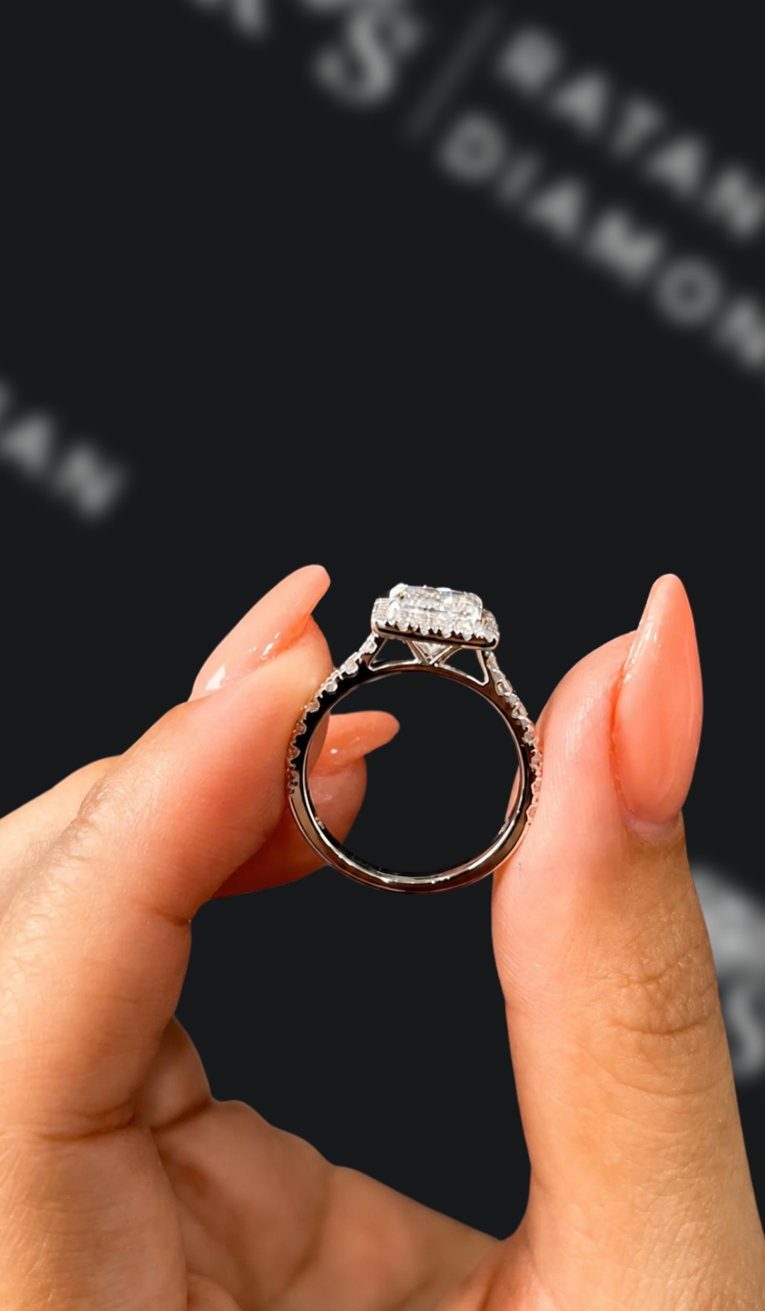 1.5 Carat Halo Engagement Ring - Princess Diamond
