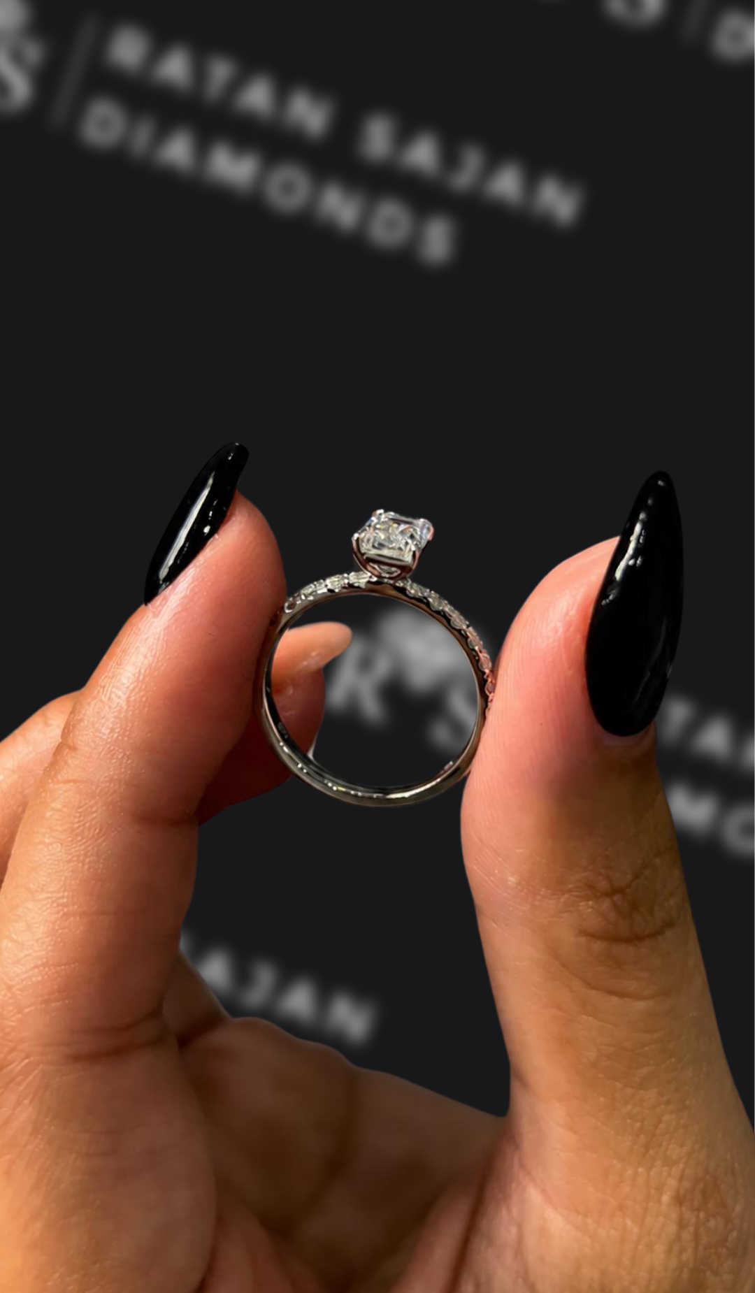 1 Carat Natural Diamond Band Engagement Ring - Emerald Diamond
