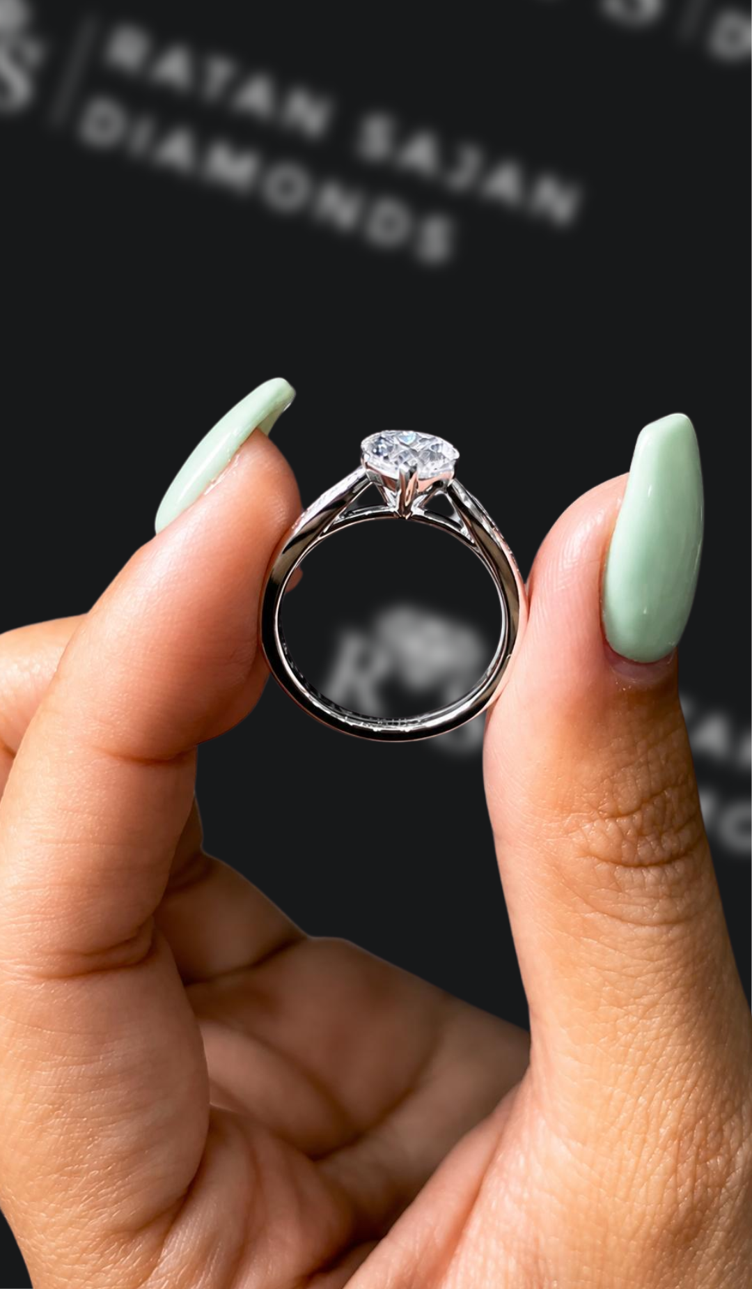 1 Carat Natural Diamond Band Engagement Ring - Heart Diamond
