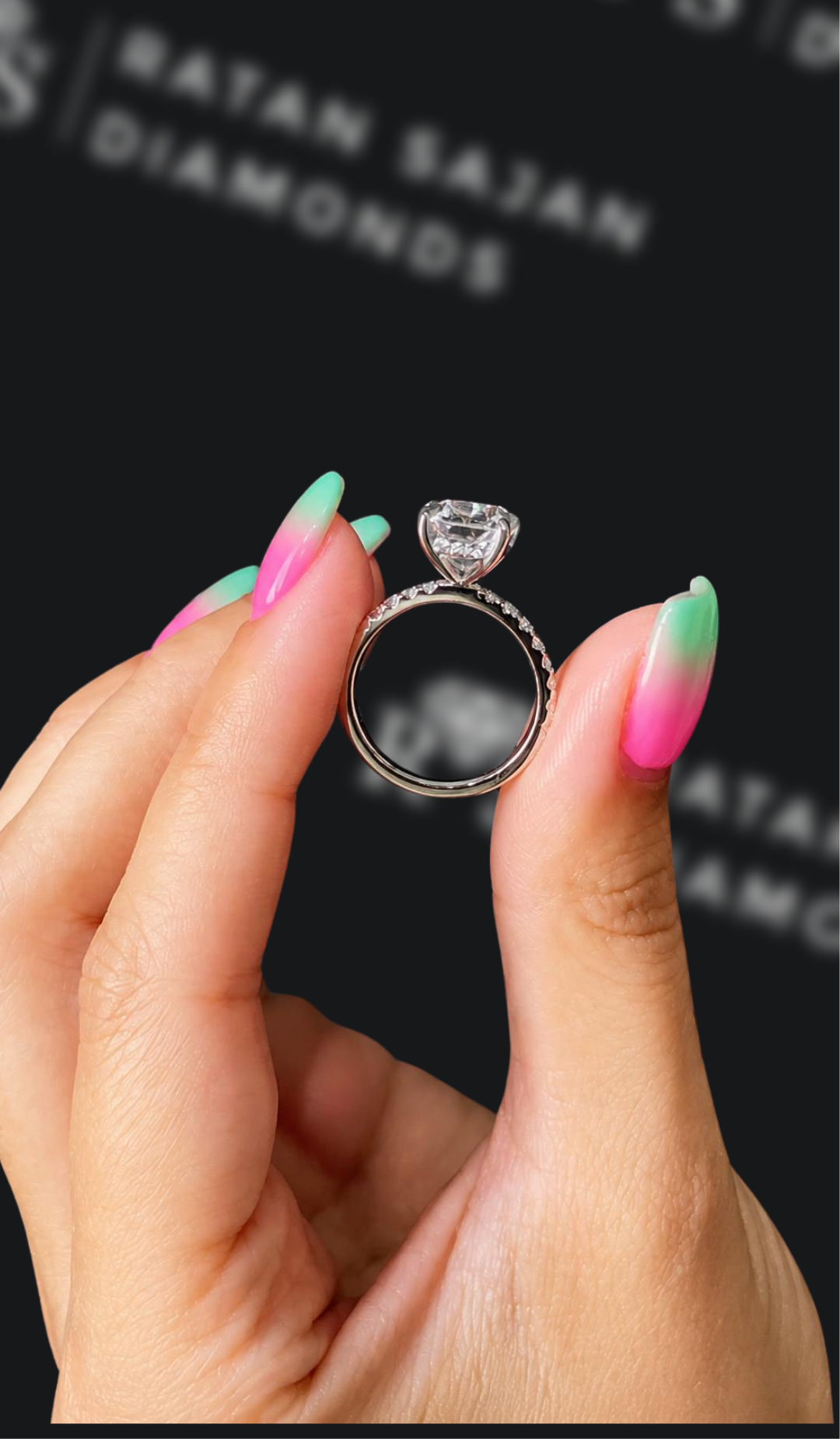 2.5 Carat Diamond Band Engagement Ring - Cushion Diamond