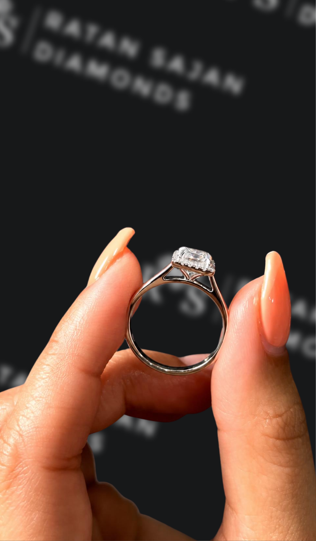 1 Carat Halo Engagement Ring - Princess Diamond