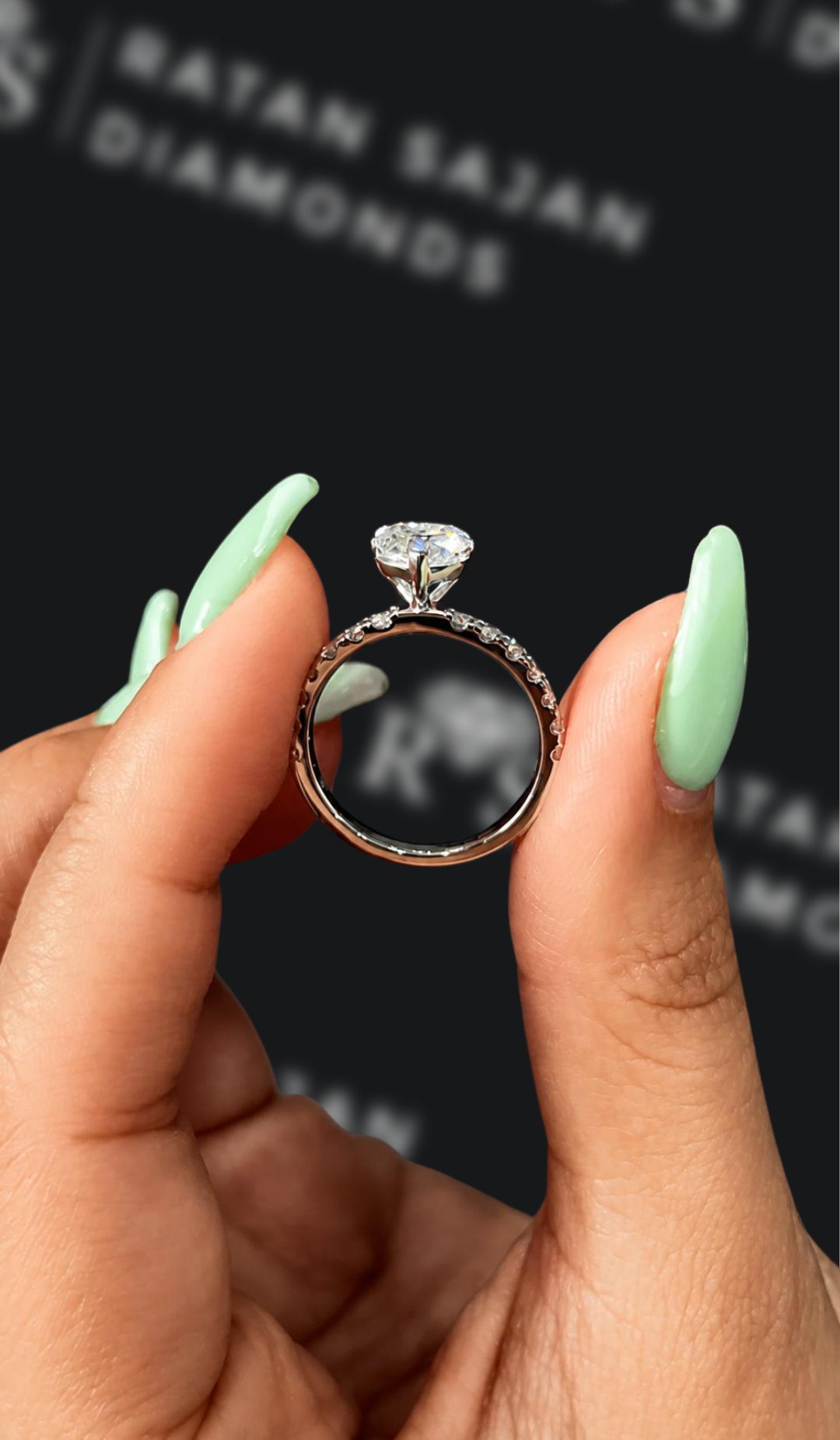 0.5 Carat Diamond Band Engagement Ring - Heart Diamond