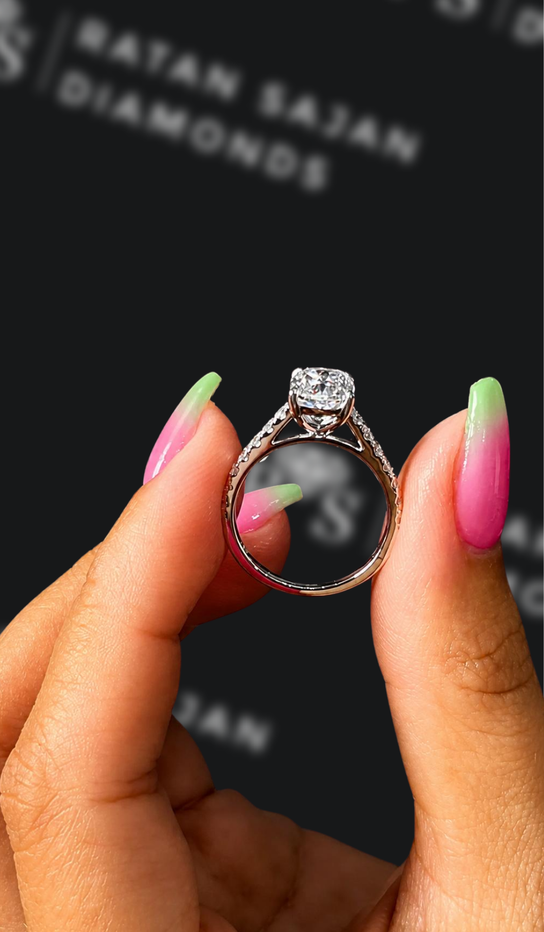 1.5 Carat Diamond Band Engagement Ring - Cushion Diamond