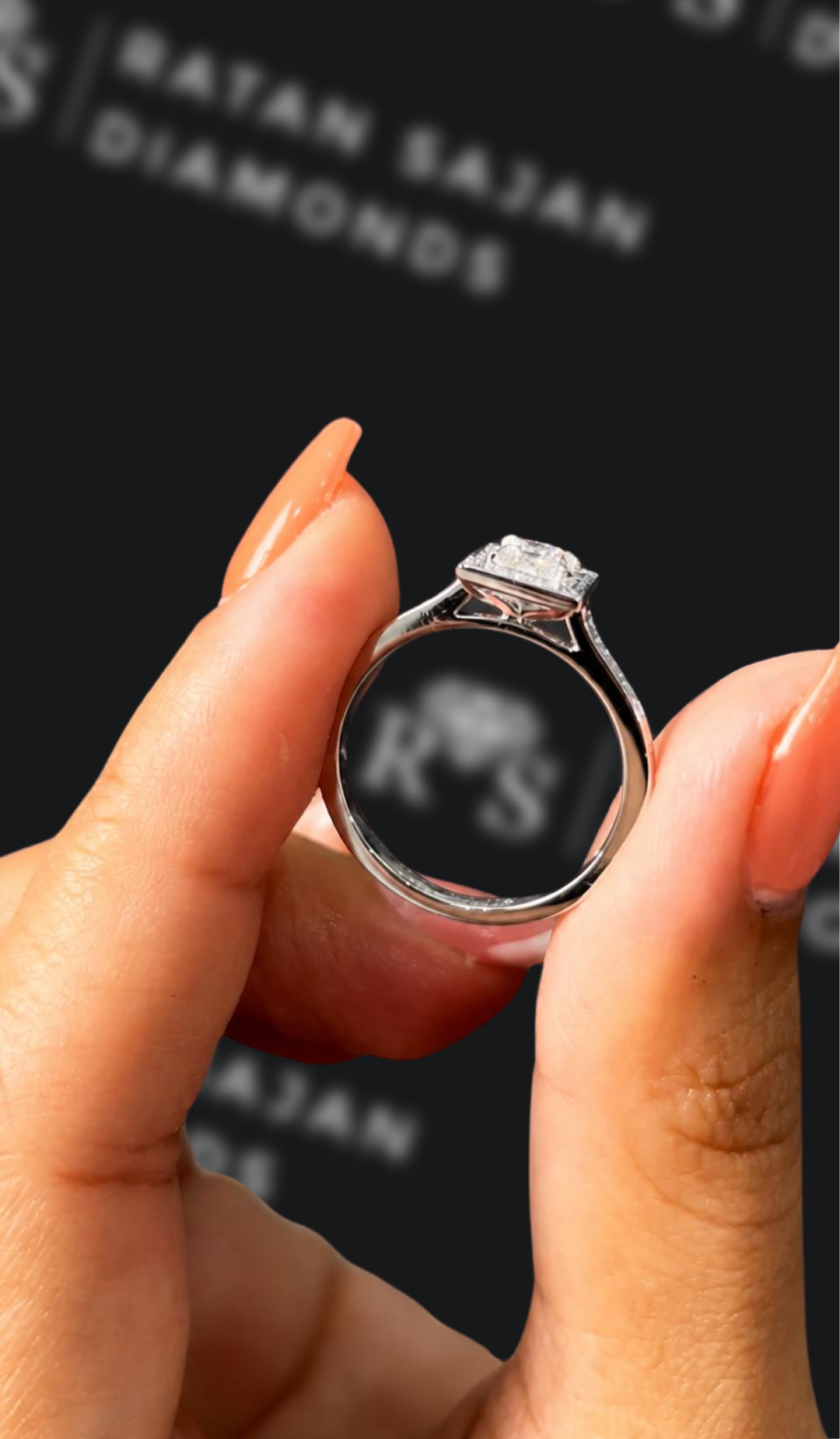 0.5 Carat Halo Engagement Ring - Princess Diamond