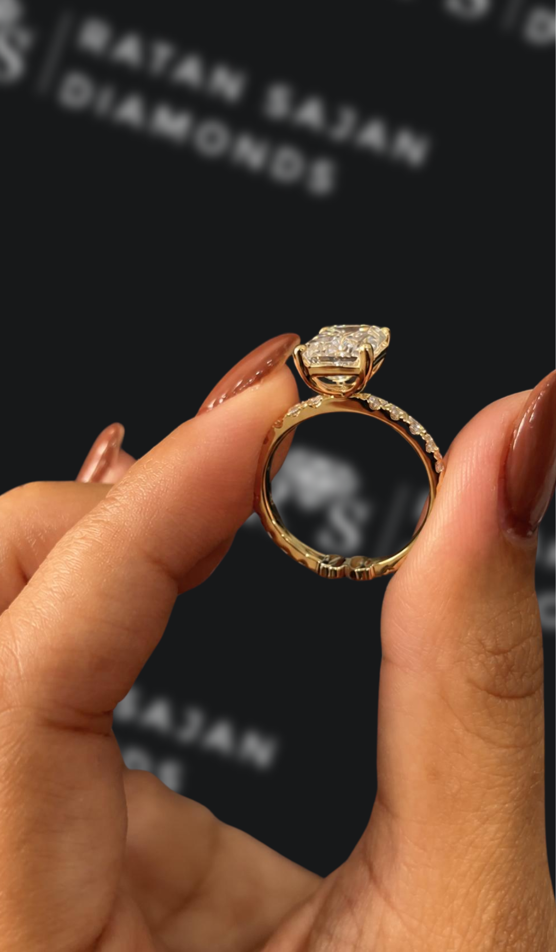 2.5 Carat Diamond Band Engagement Ring - Emerald Diamond