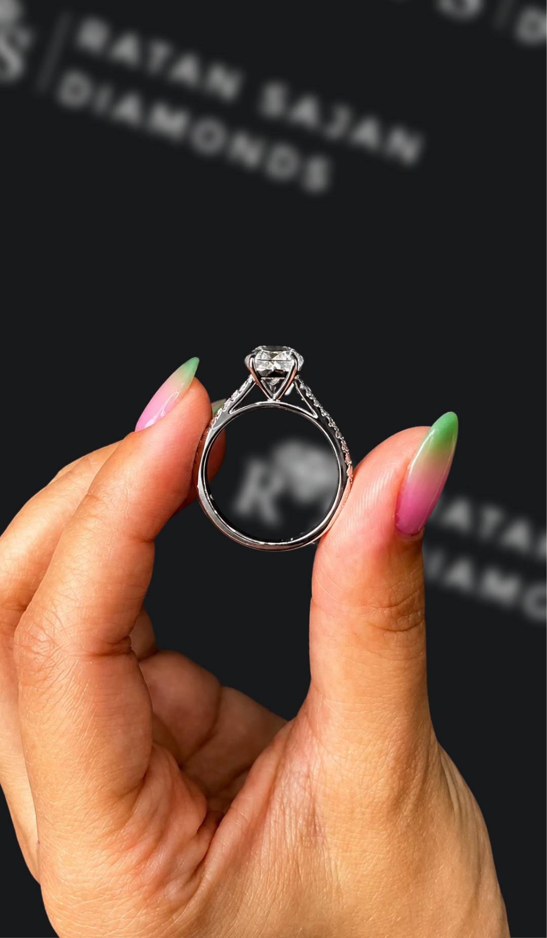 1 Carat Diamond Band Engagement Ring - Cushion Diamond