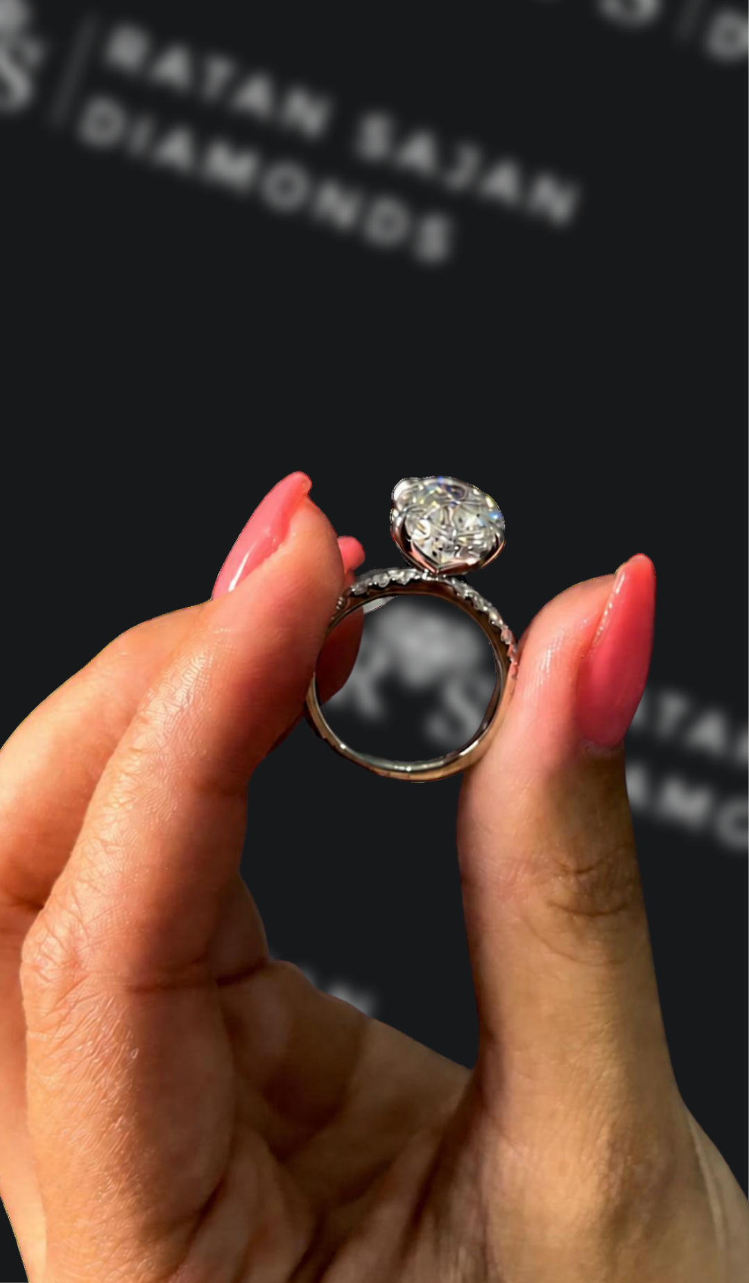 3 Carat Diamond Band Engagement Ring - Oval Diamond