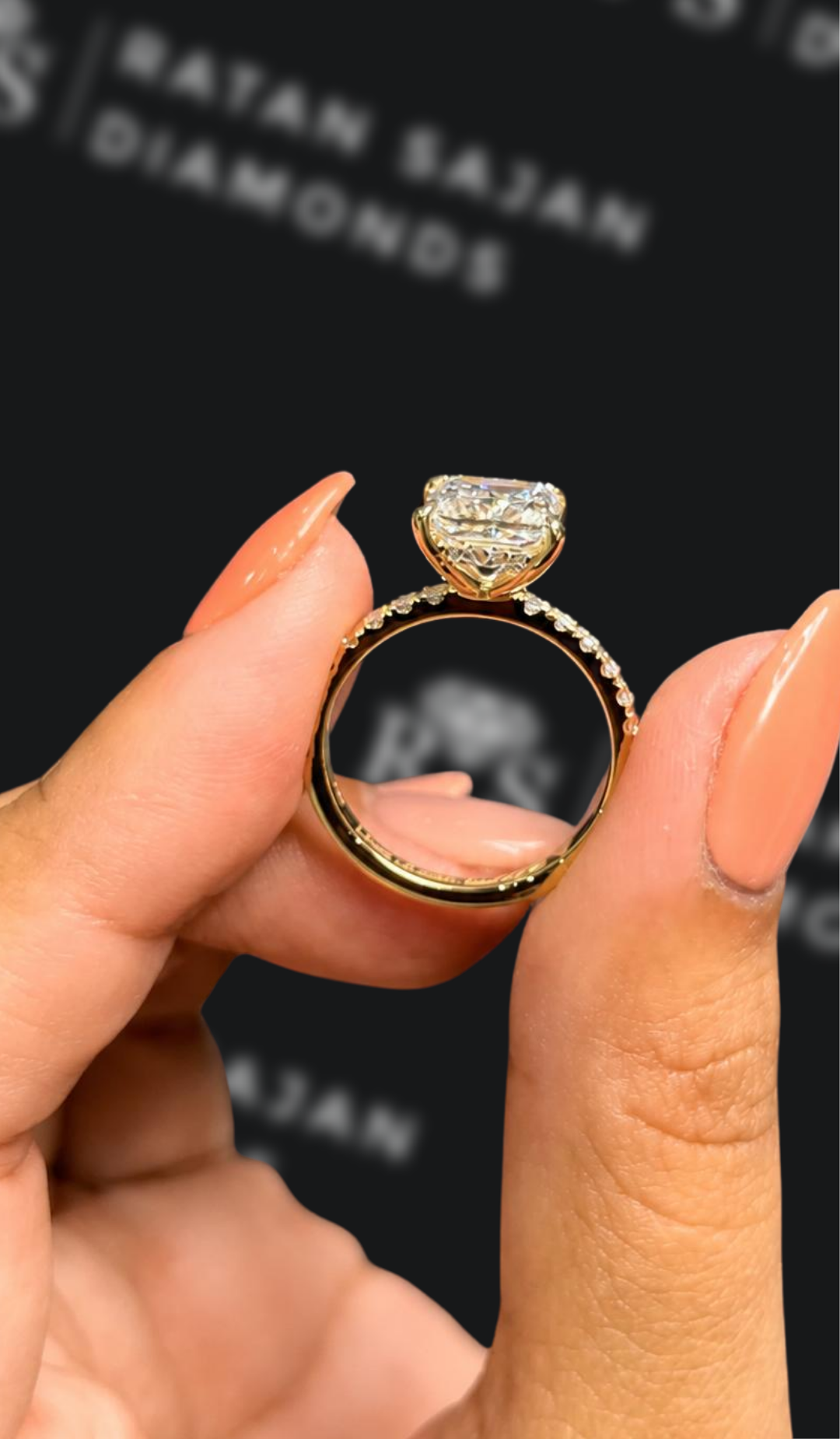 2 Carat Diamond Band Engagement Ring - Princess Diamond