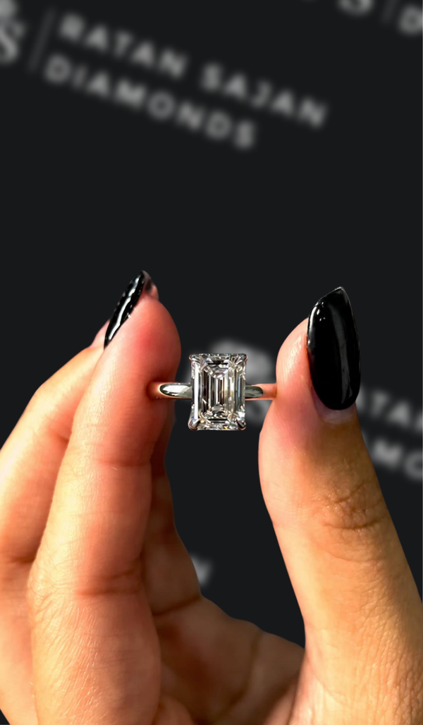 2 Carat Natural Solitaire Engagement Ring - Emerald Diamond
