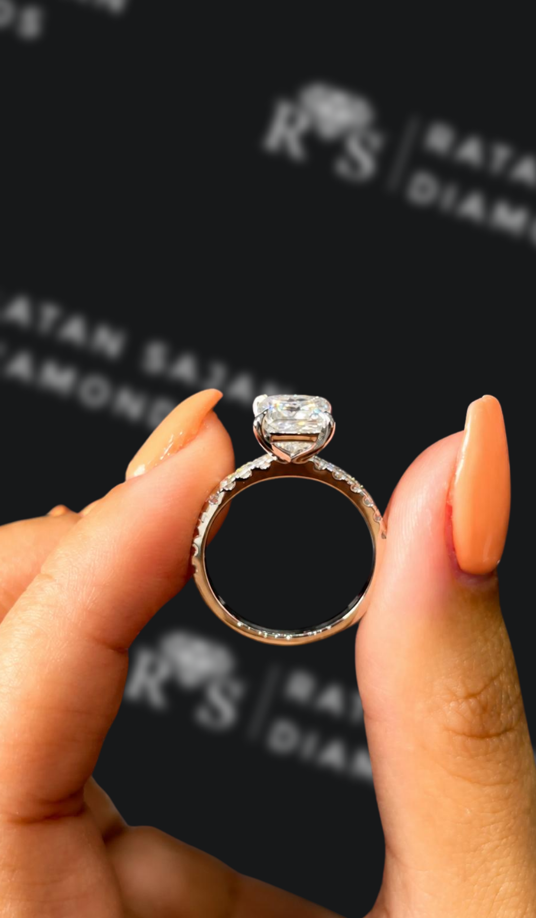 1.5 Carat Diamond Band Engagement Ring - Princess Diamond