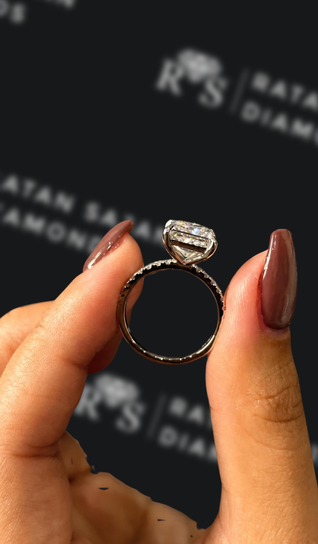 3 Carat Diamond Band Engagement Ring - Princess Diamond