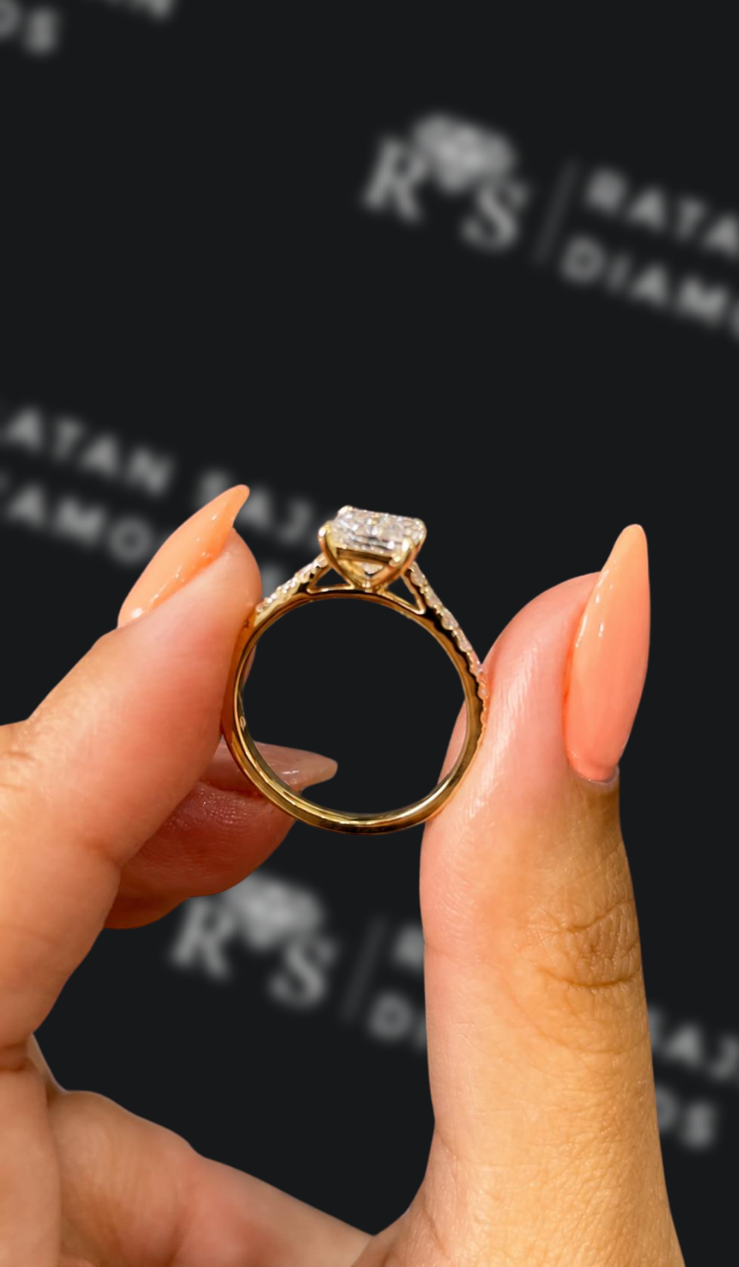 1 Carat Diamond Band Engagement Ring - Princess Diamond
