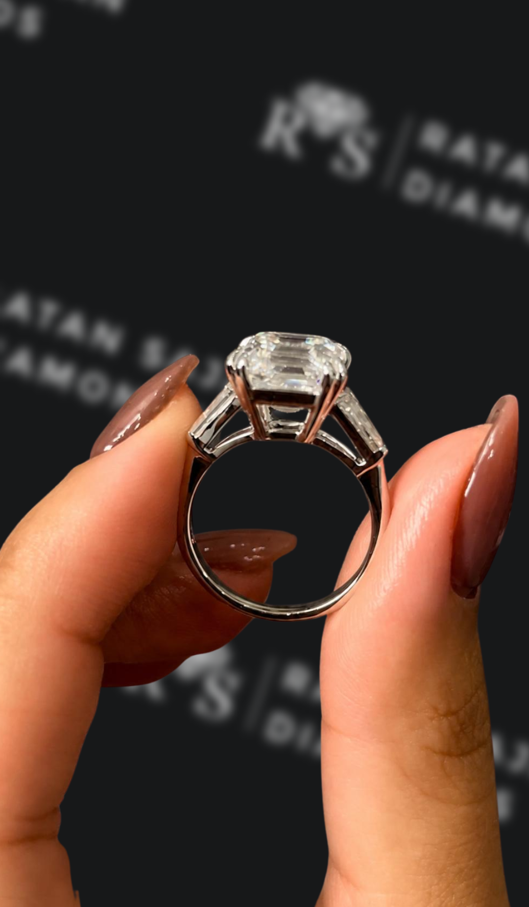 5 Carat Trilogy Engagement Ring - Asscher Diamond