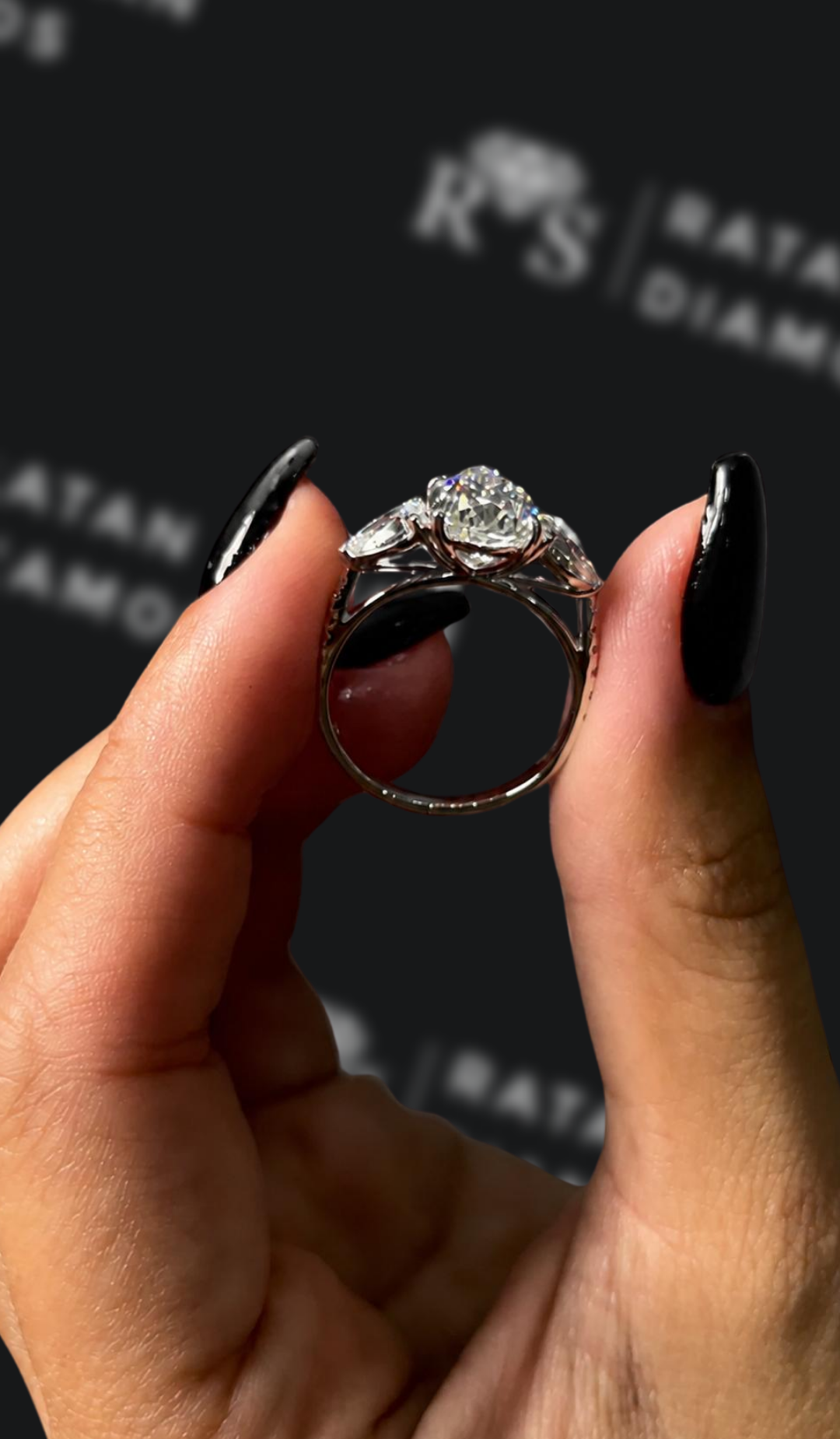 2.5 Carat Natural Trilogy Engagement Ring - Pear Diamond