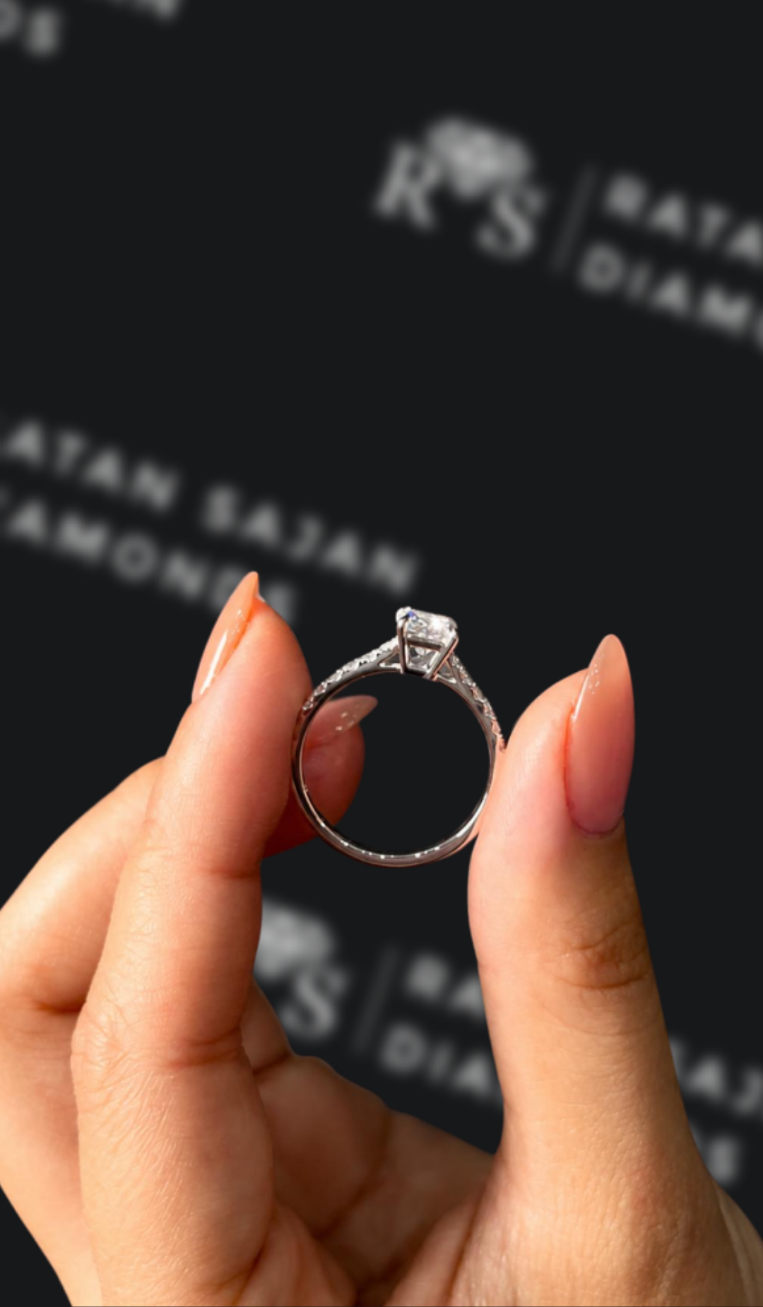 0.5 Carat Diamond Band Engagement Ring - Princess Diamond
