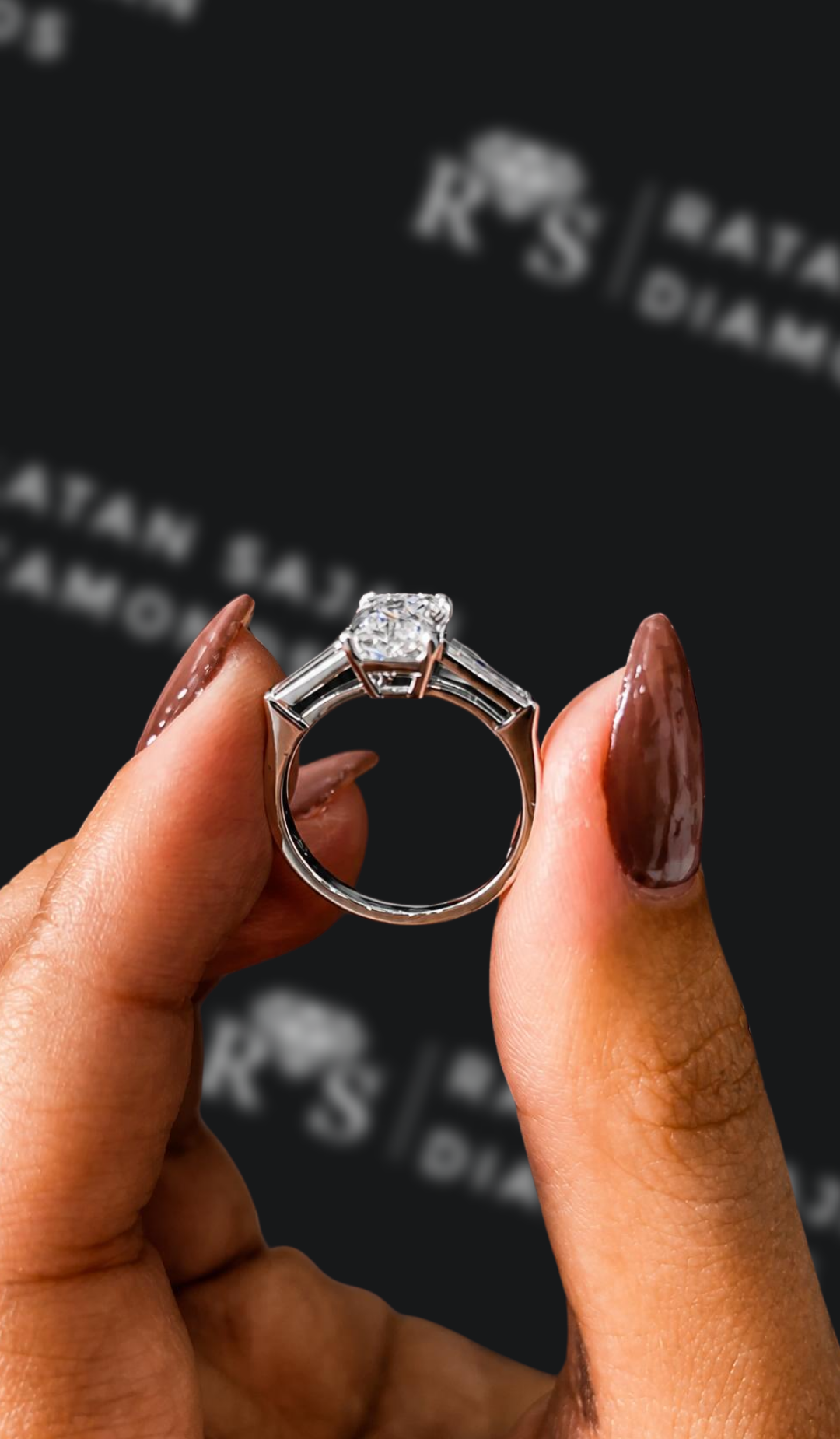 1 Carat Trilogy Engagement Ring - Radiant Diamond