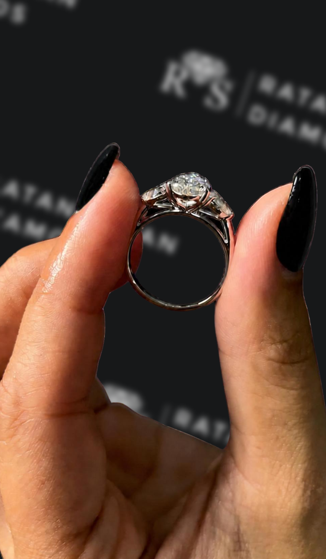 1.5 Carat Natural Trilogy Engagement Ring - Pear Diamond