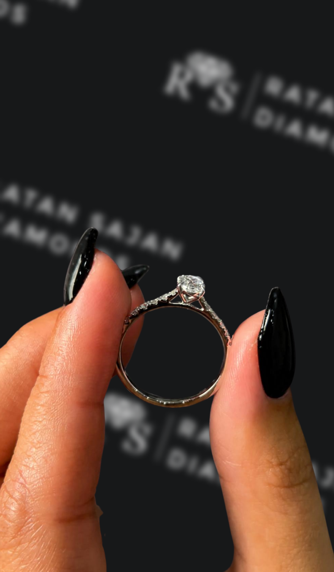 0.5 Carat Diamond Band Engagement Ring - Oval Diamond
