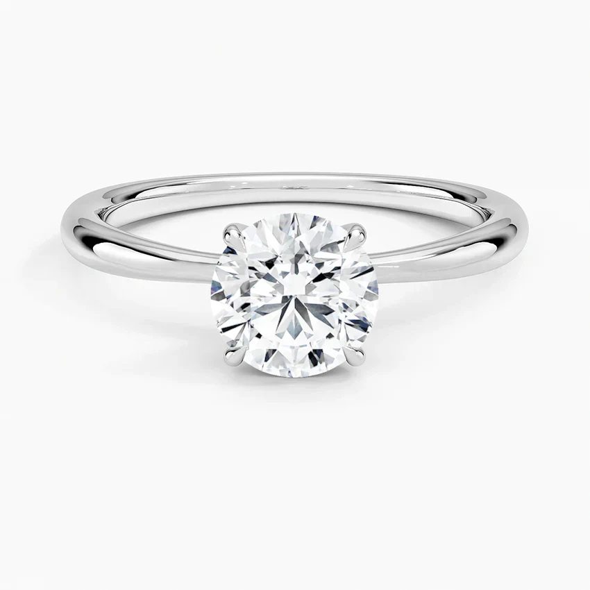 1 Carat Natural Round Diamond Engagement Ring in 18K White Gold – GIA / HRD Certified