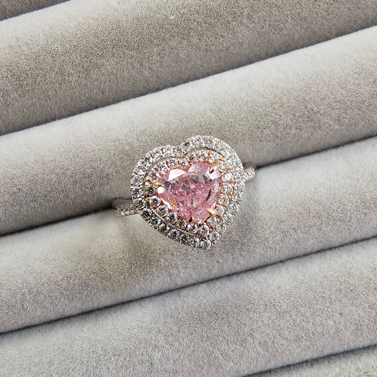 Light Pink Heart Diamond Engagement Ring