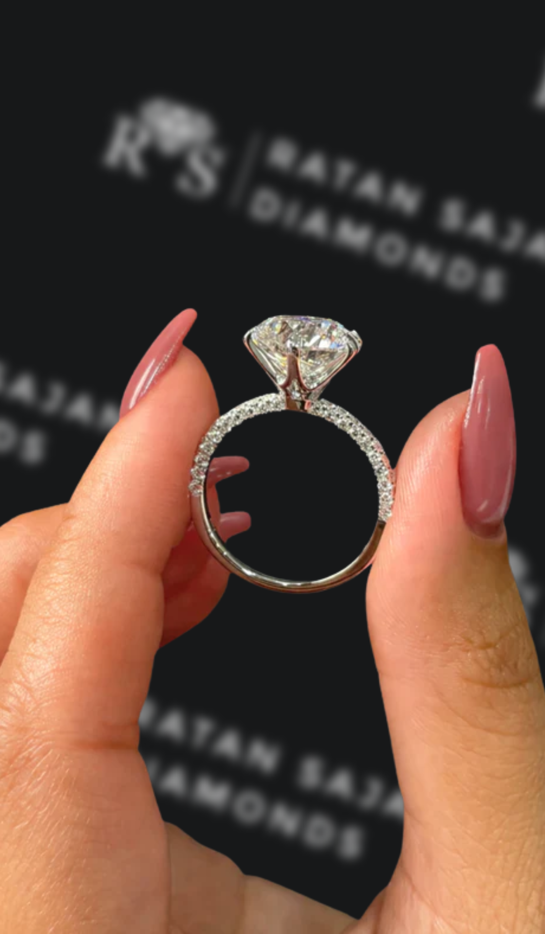 5 Carat Diamond Band Engagement Ring - Round Diamond