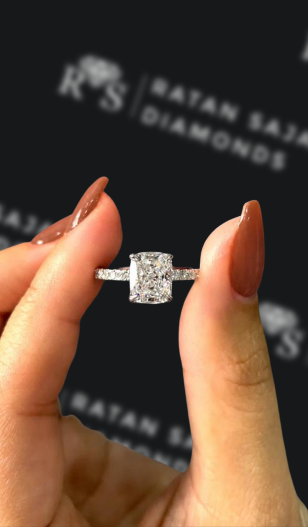 2 Carat Diamond Band Engagement Ring - Cushion Diamond