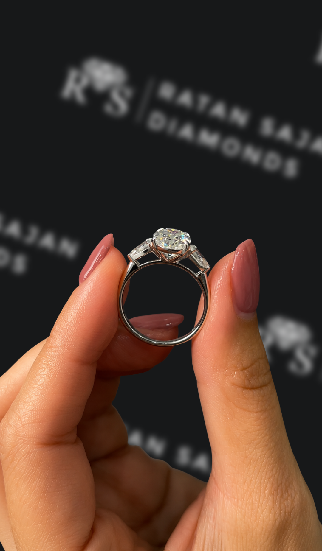 2 Carat Trilogy Engagement Ring - Oval Diamond