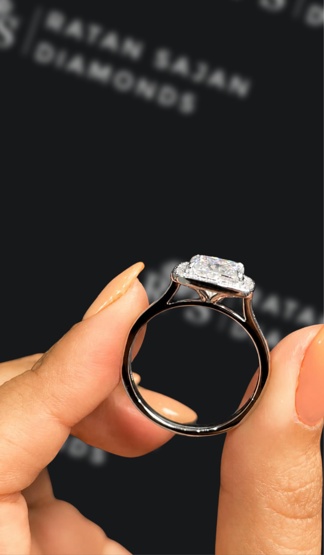 2.5 Carat Halo Engagement Ring - Princess Diamond