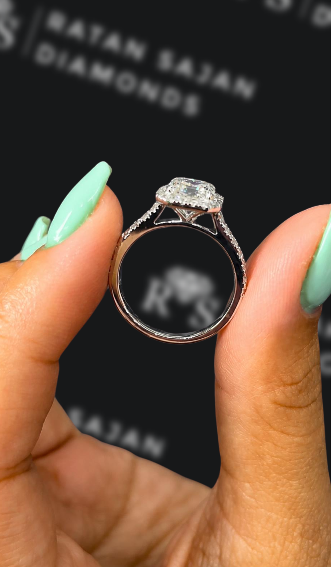 1.5 Carat Halo Engagement Ring - Asscher Diamond