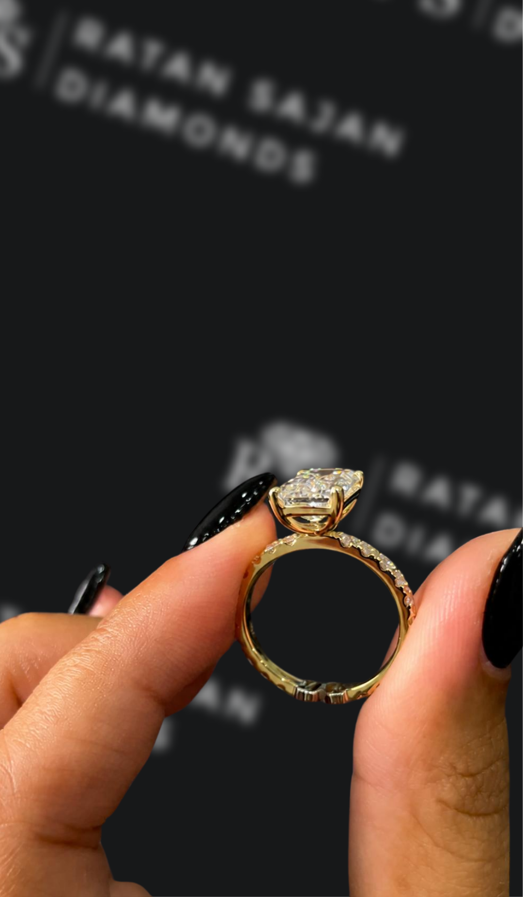 2.5 Carat Natural Diamond Band Engagement Ring - Emerald Diamond