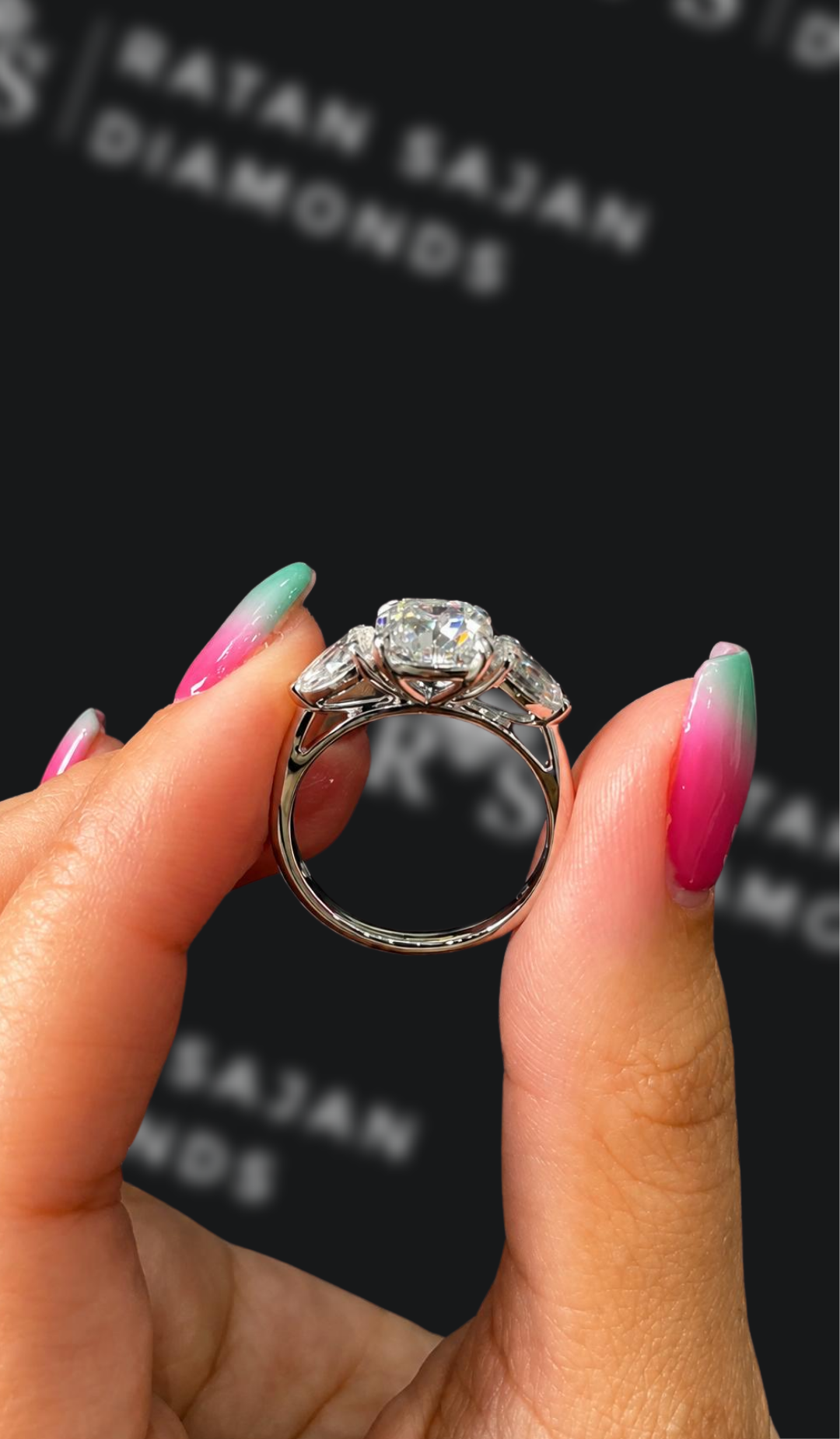 2 Carat Trilogy Engagement Ring - Cushion Diamond
