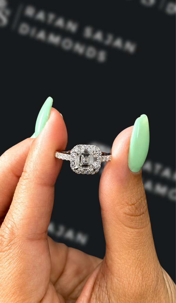 1.5 Carat Halo Engagement Ring - Asscher Diamond