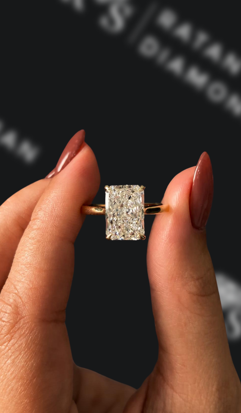 3.5 carat round brilliant natural diamond solitaire engagement ring