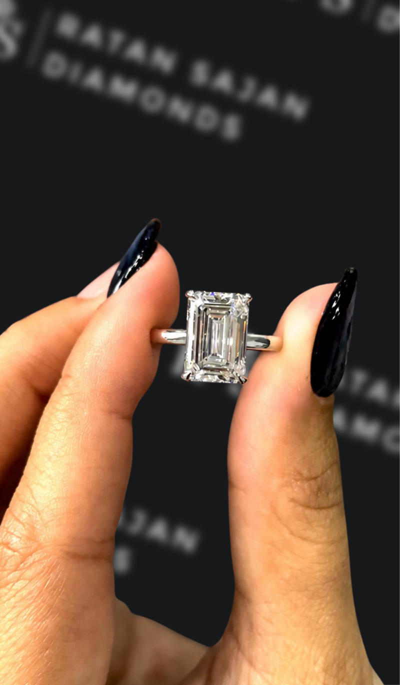 3 carat emerald cut natural diamond solitaire engagement ring for comparison