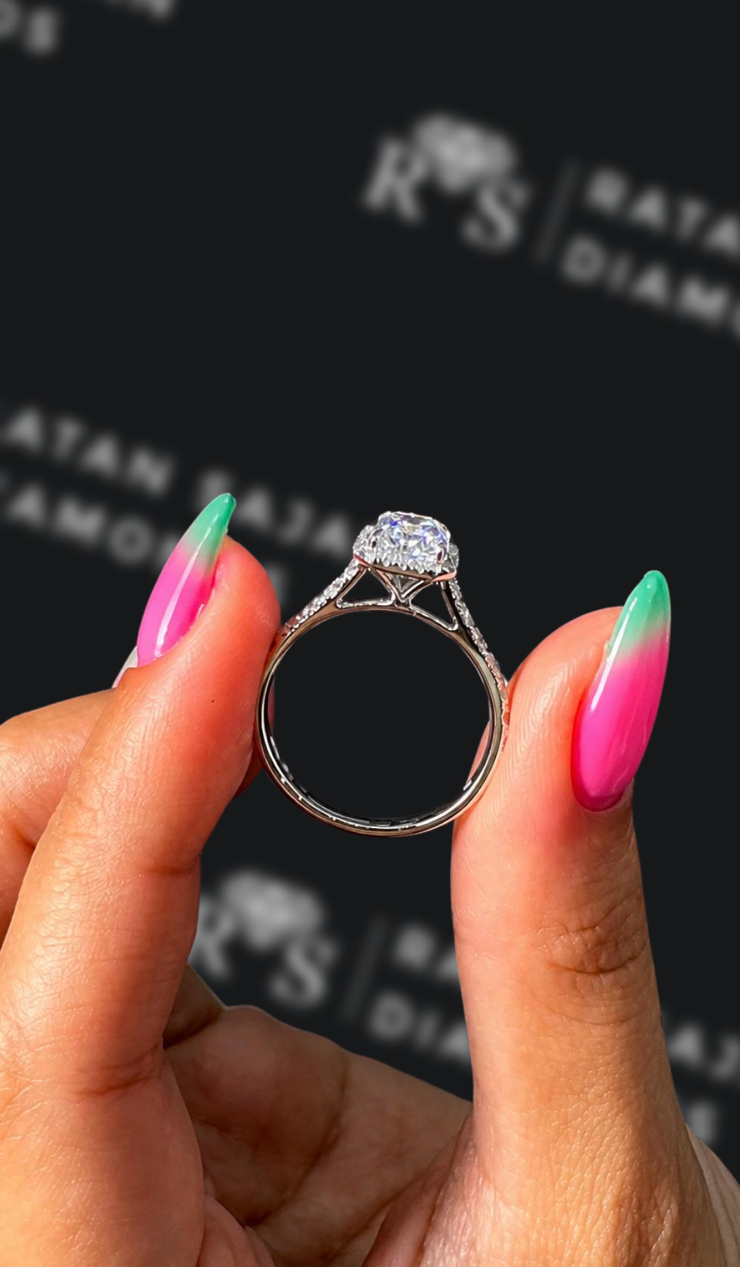1.5 Carat Halo Engagement Ring - Emerald Diamond
