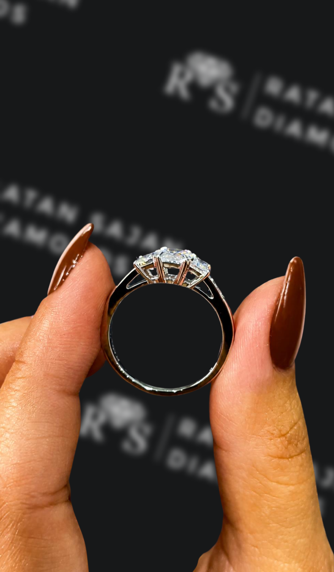 0.5 Carat Trilogy Engagement Ring - Radiant Diamond