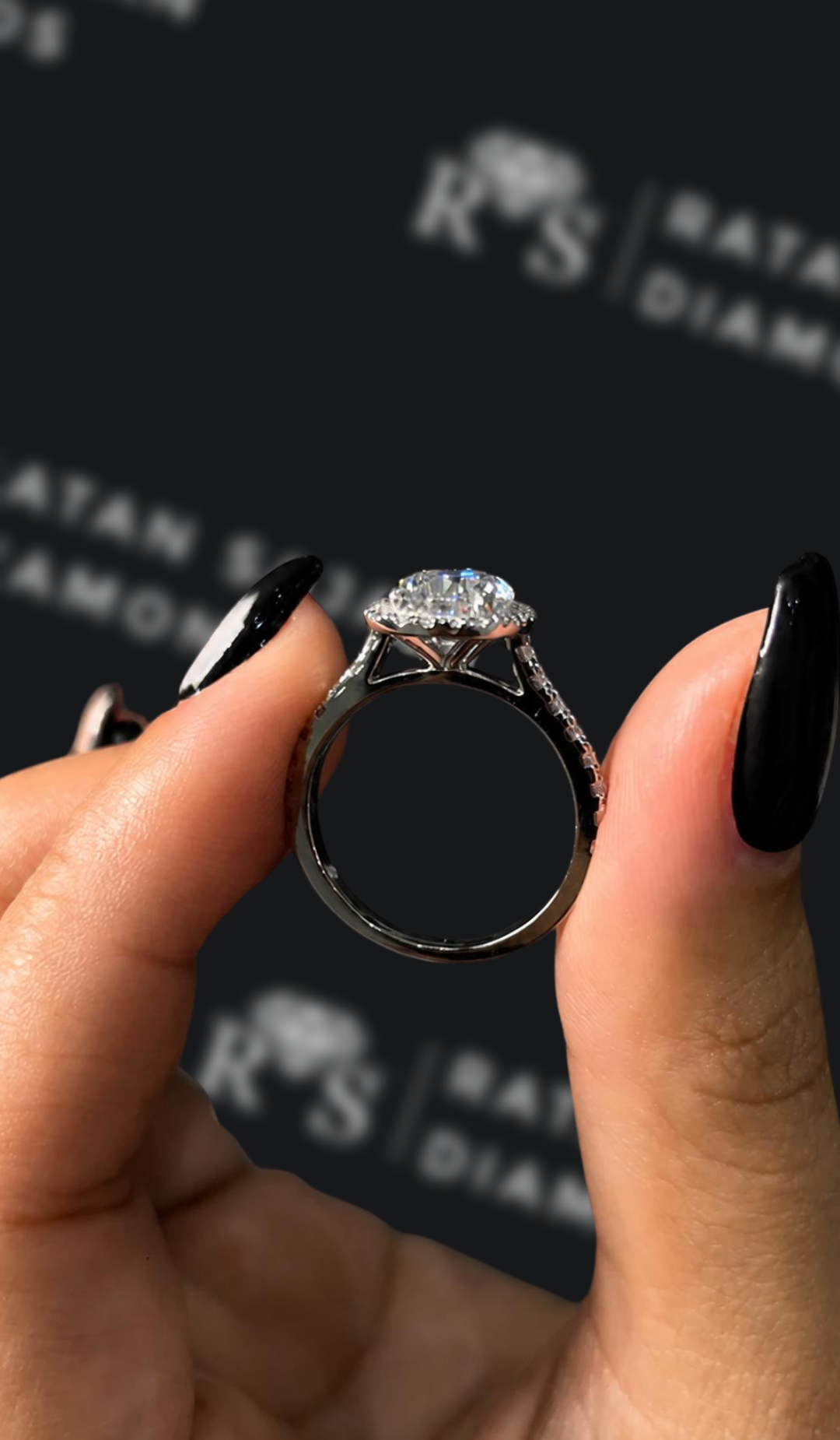 2 Carat Natural Halo Engagement Ring - Pear Diamond