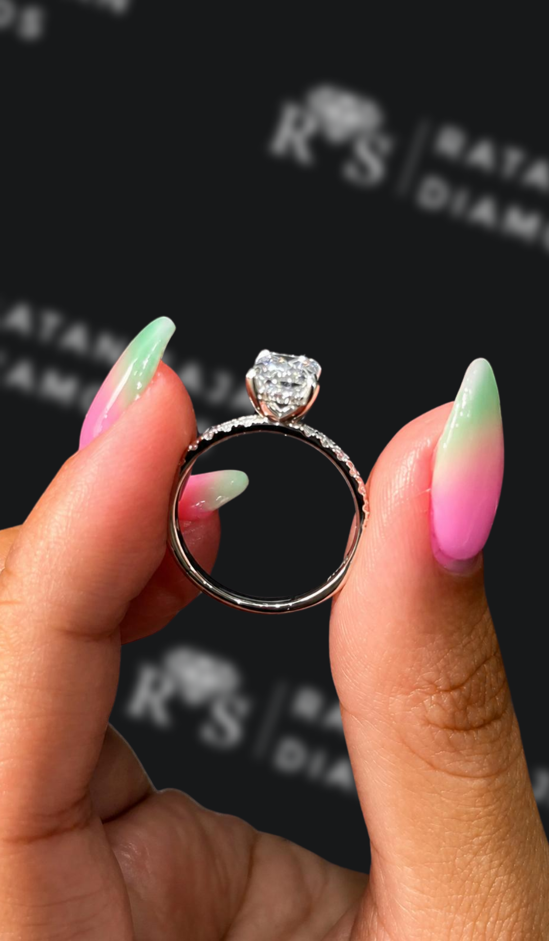 1.5 Carat Diamond Band Engagement Ring - Emerald Diamond