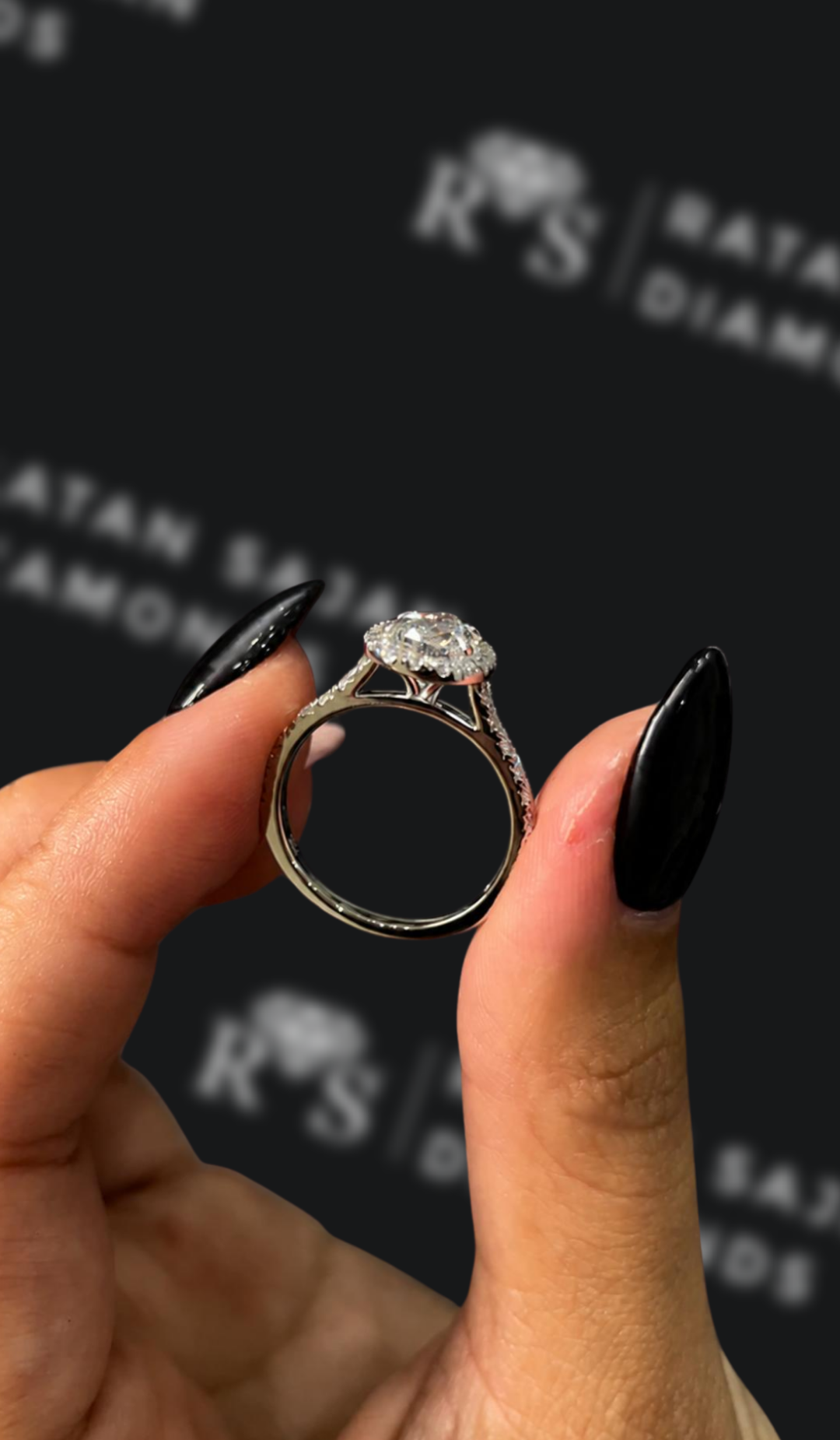 1 Carat Natural Halo Engagement Ring - Pear Diamond