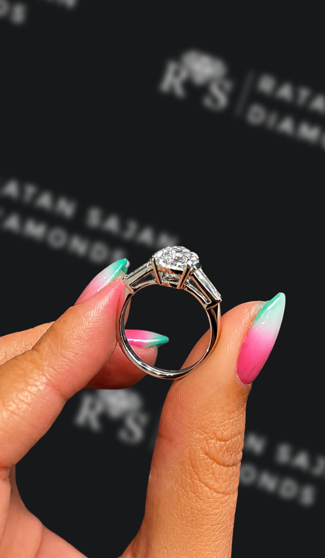 2 Carat Trilogy Engagement Ring - Pear Diamond
