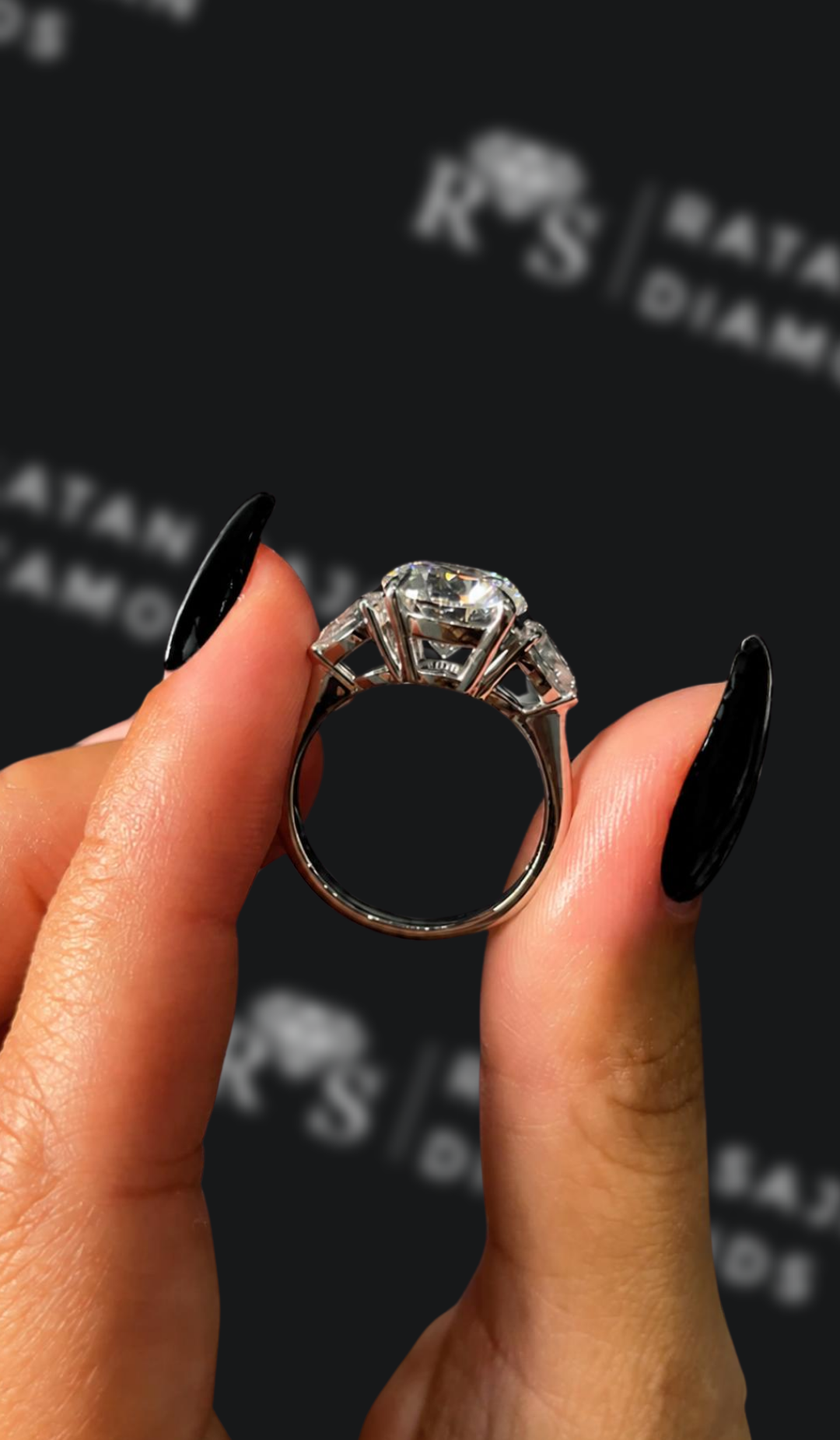 3 Carat Trilogy Engagement Ring - Round Diamond