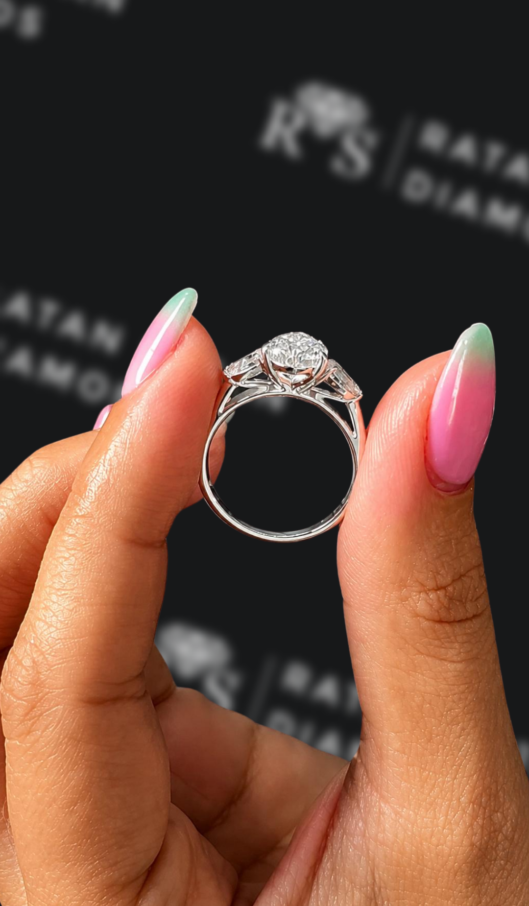 1.5 Carat Trilogy Engagement Ring - Pear Diamond