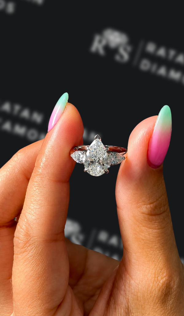1.5 Carat Trilogy Engagement Ring - Pear Diamond
