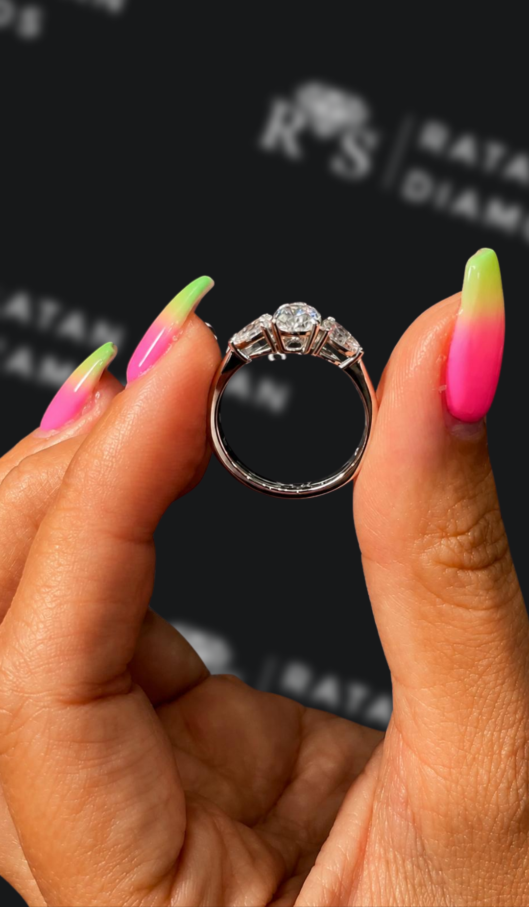 0.5 Carat Trilogy Engagement Ring - Pear Diamond
