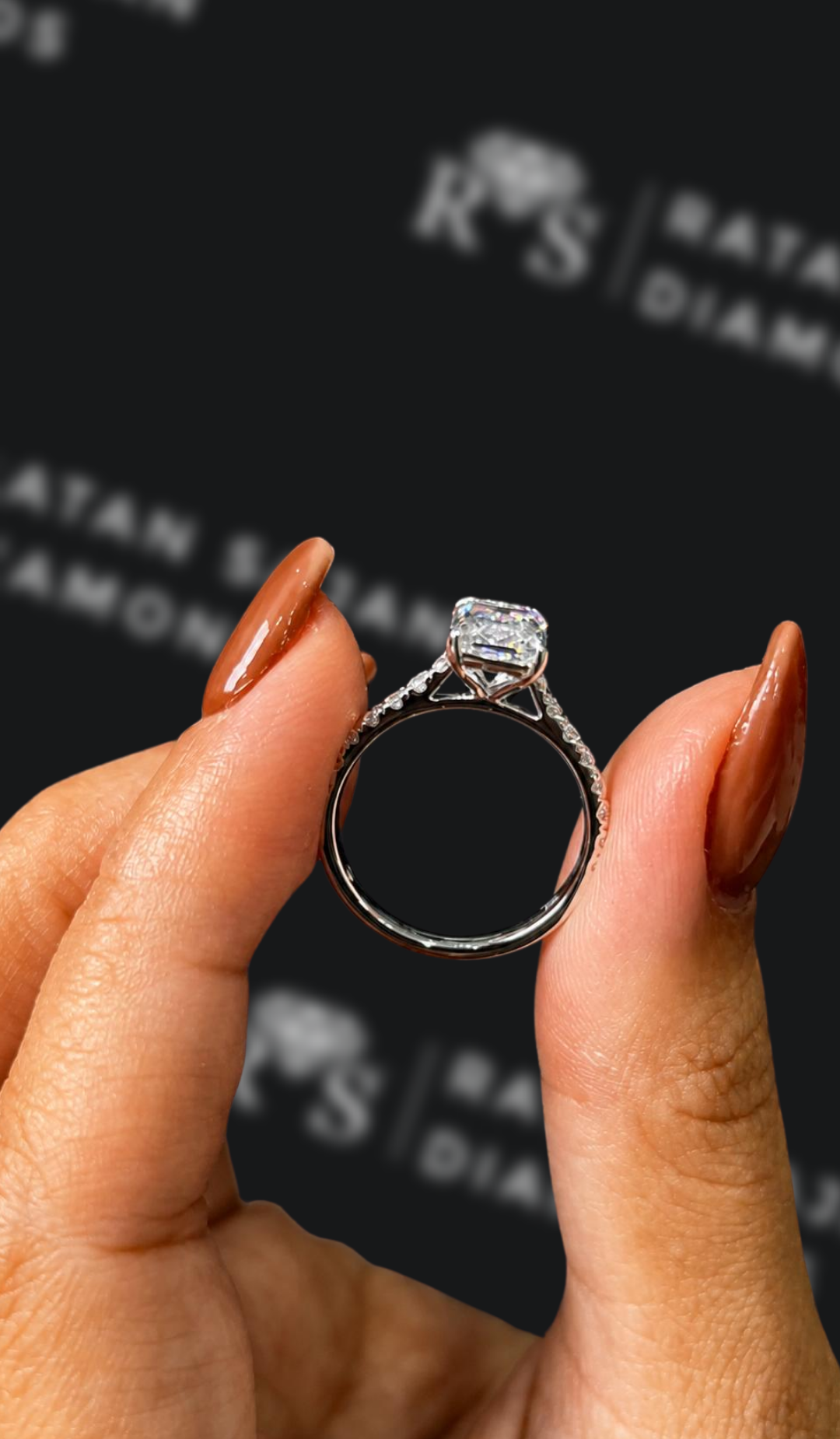 1.5 Carat Diamond Band Engagement Ring - Radiant Diamond