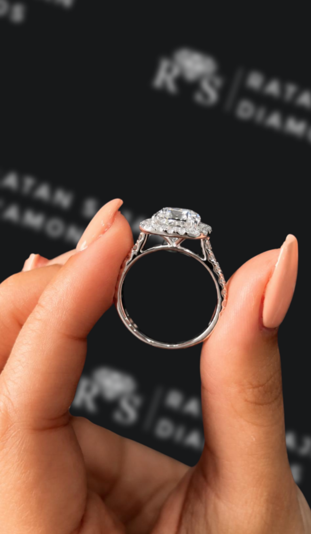 3 Carat Halo Engagement Ring - Cushion Diamond
