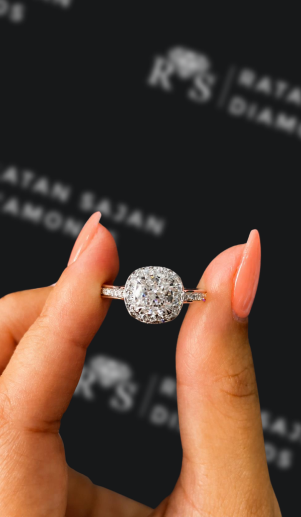 1.5 Carat Halo Engagement Ring - Cushion Diamond