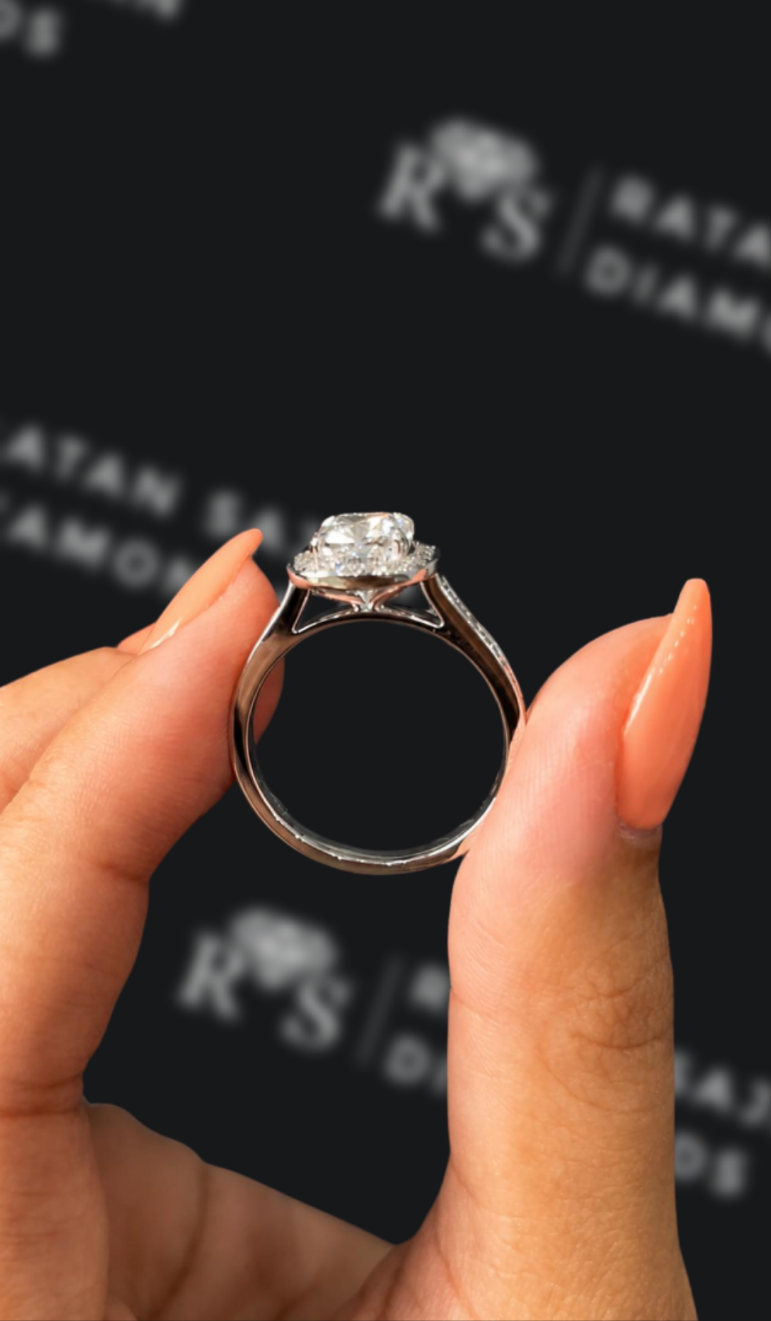 1.5 Carat Halo Engagement Ring - Cushion Diamond
