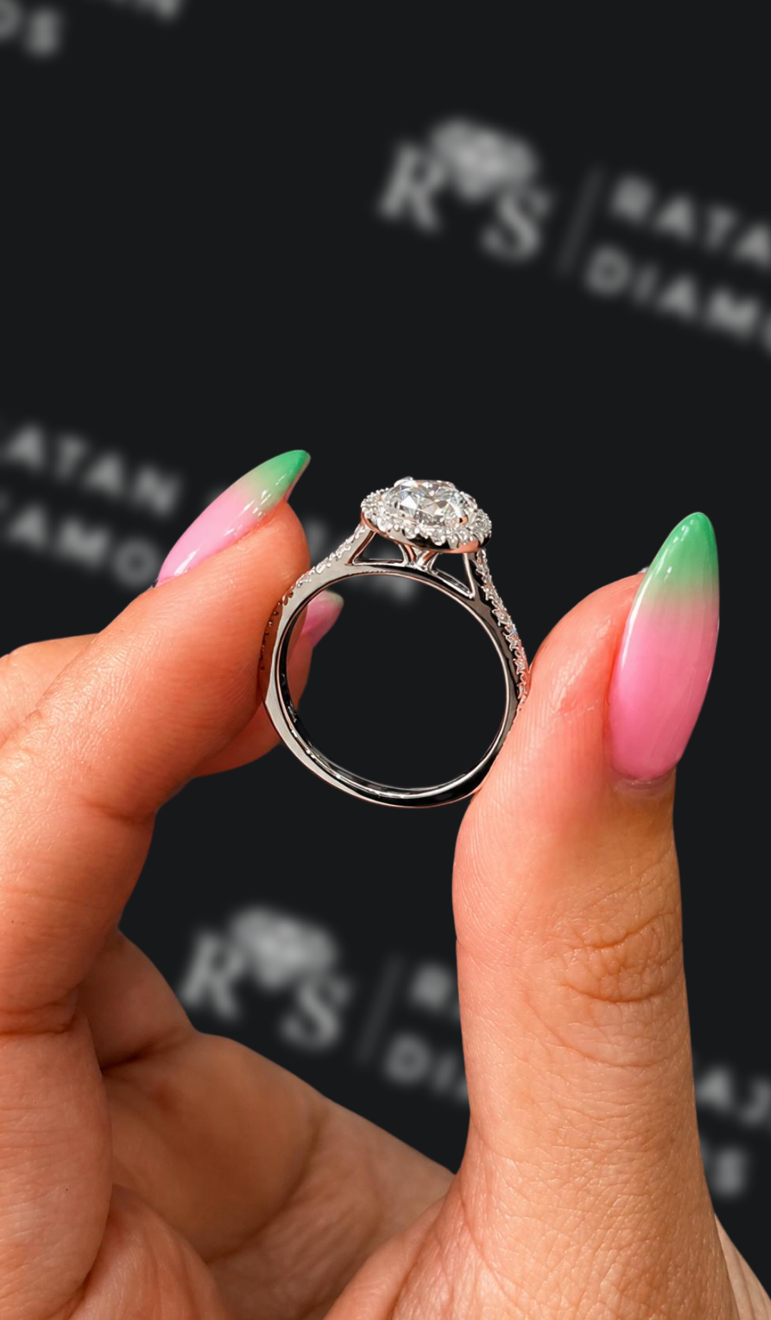 1 Carat Halo Engagement Ring - Pear Diamond
