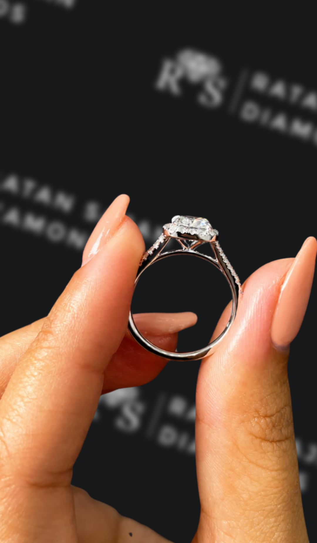 1 Carat Halo Engagement Ring - Cushion Diamond